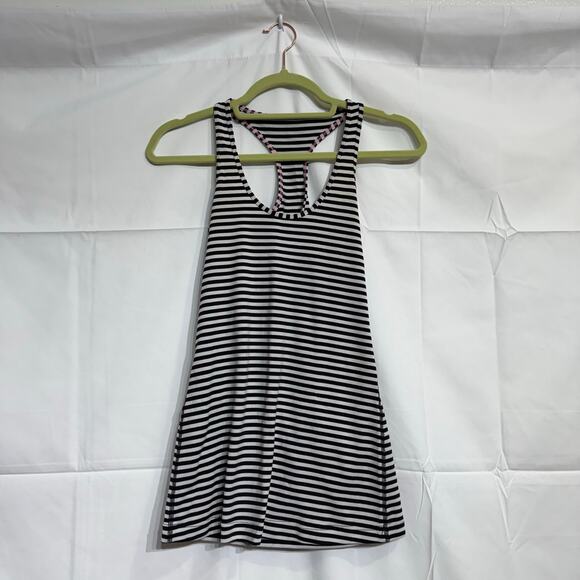 Lululemon Black Striped Razorback Tank Sz 4 - Picture 2 of 11